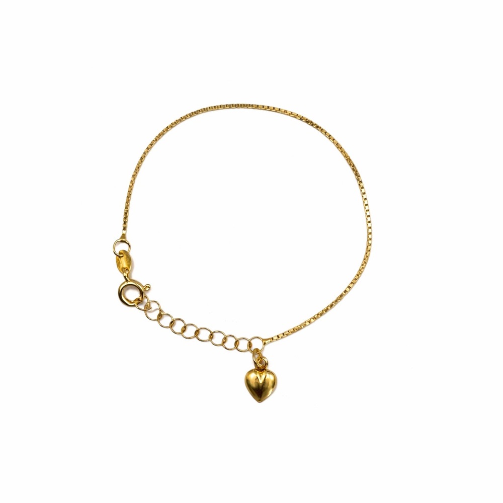 S925 Heart Charm Bracelet 5” and 1” Extender